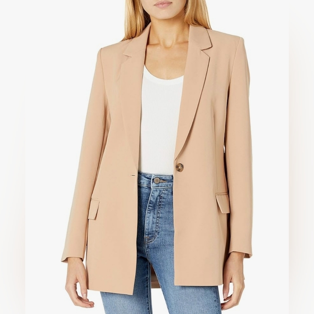 The Drop Women’s Blake Long Blazer – Praline | Size Large